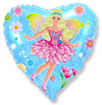 Blue Fairy 18'' Heart Foil Balloon